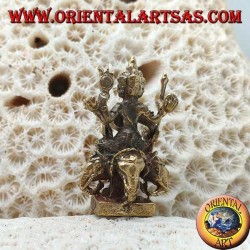 Sculpture de Brahma "le Créateur" sur Airavata "l'éléphant blanc", en laiton (petit)