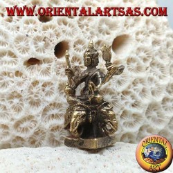 Escultura de Brahma "el Creador" en Airavata "el elefante blanco", en latón (pequeño)