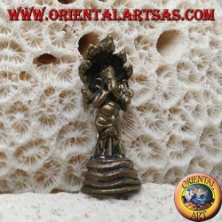 Ganesh sculpture "the elephant God" with five-headed cobra, made of brass (small)