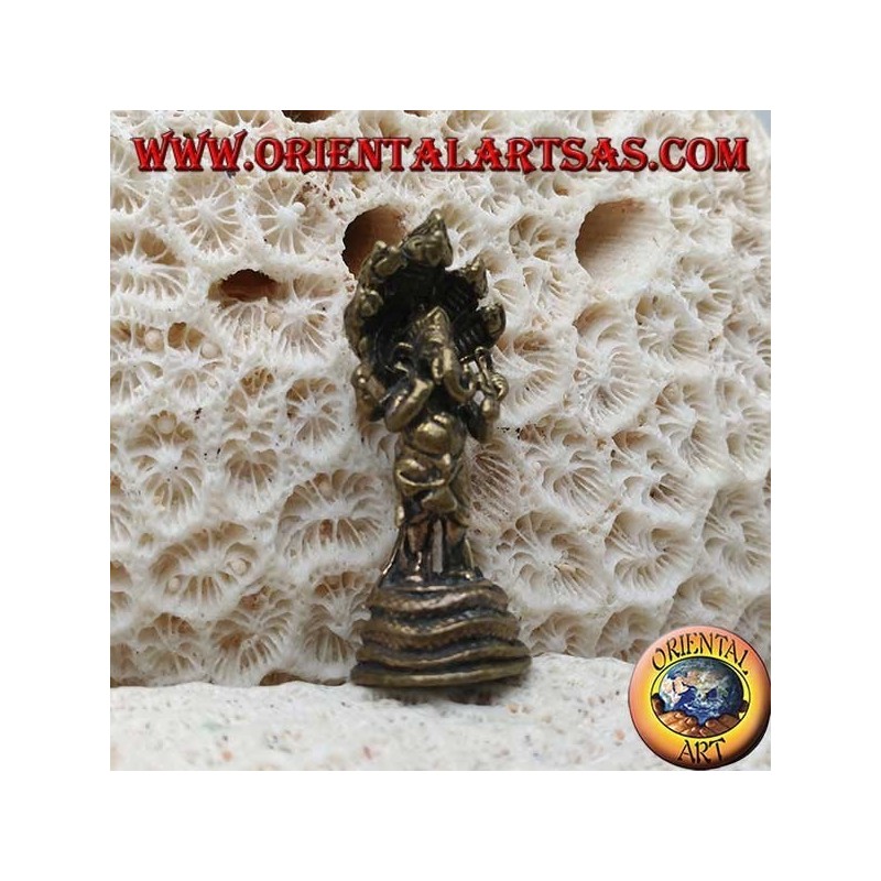 Ganesh sculpture "the elephant God" with five-headed cobra, made of brass (small)