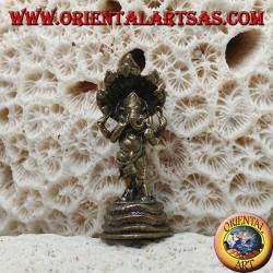 Escultura de Ganesh "el dios elefante" con cobra de cinco cabezas, hecha de latón (pequeño)