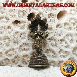 Ganesh Skulptur "Der Elefantengott" mit fünfköpfiger Kobra aus Messing (klein)