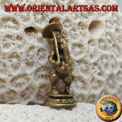 Sculpture de Ganesh "le dieu éléphant" debout avec parapluie, laiton (petit)