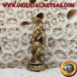 Ganesh escultura "el dios elefante" de pie con paraguas, latón (pequeño)