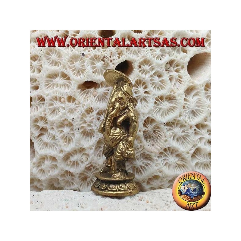 Ganesh escultura "el dios elefante" de pie con paraguas, latón (pequeño)