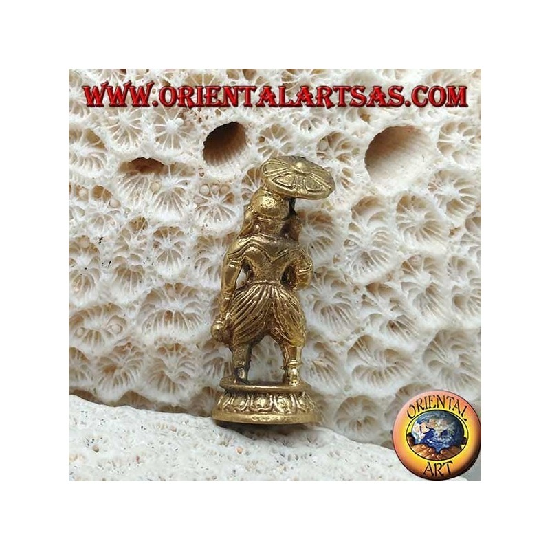 Scultura Ganesh "il Dio elefante" in piedi con l'ombrello, in ottone (piccola)