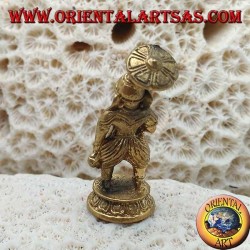 Ganesh Skulptur "der Elefantengott" stehend mit Regenschirm, Messing (klein)