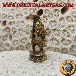 Ganesh escultura "el dios elefante" de pie con paraguas, latón (pequeño)