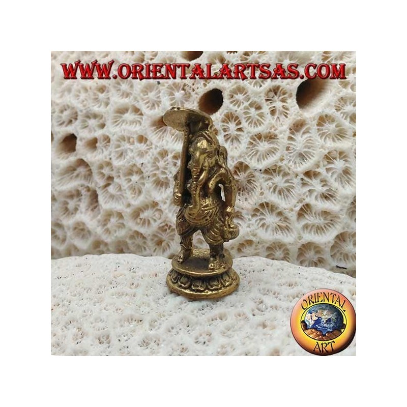 Ganesh sculpture "the elephant God" standing with umbrella, brass (small)