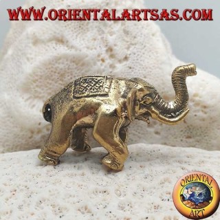 Skulptur Indischer Elefant mit Sattel und Kopfschmuck aus Messing (klein)