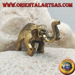 Escultura elefante indio con montura y tocado decorado en latón (pequeño)