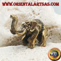 Skulptur Indischer Elefant mit Sattel und Kopfschmuck aus Messing (klein)