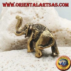 Skulptur Indischer Elefant mit Sattel und Kopfschmuck aus Messing (klein)