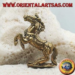 Zügellose Pferdeskulptur mit Sattel und Zügeln aus Messing (klein)