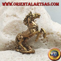 Rampant horse sculpture with saddle and reins decorated in brass (small)