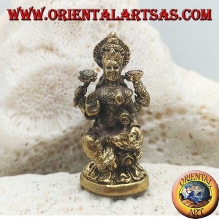 Buddha-Skulptur "Varada Mudra - Symbol für Opfergabe, Begrüßung, Nächstenliebe" mit Messinghalo (klein)