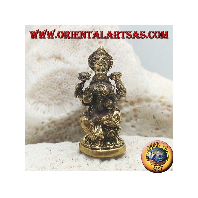 Scultura Buddha "Varada Mudra - simbolo di offerta, benvenuto, carità" con aureola in ottone (piccola)