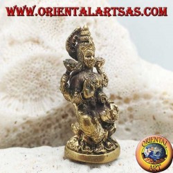 Buddha sculpture "Varada Mudra - symbol of offering, welcome, charity" with brass halo (small)