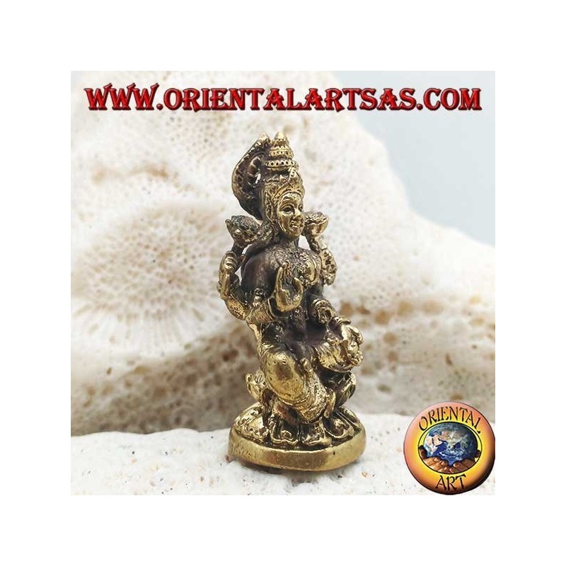 Sculpture de Bouddha "Varada Mudra - symbole d'offrande, d'accueil, de charité" avec halo en laiton (petit)