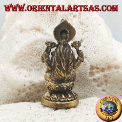 Buddha-Skulptur "Varada Mudra - Symbol für Opfergabe, Begrüßung, Nächstenliebe" mit Messinghalo (klein)