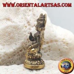 Buddha-Skulptur "Varada Mudra - Symbol für Opfergabe, Begrüßung, Nächstenliebe" mit Messinghalo (klein)