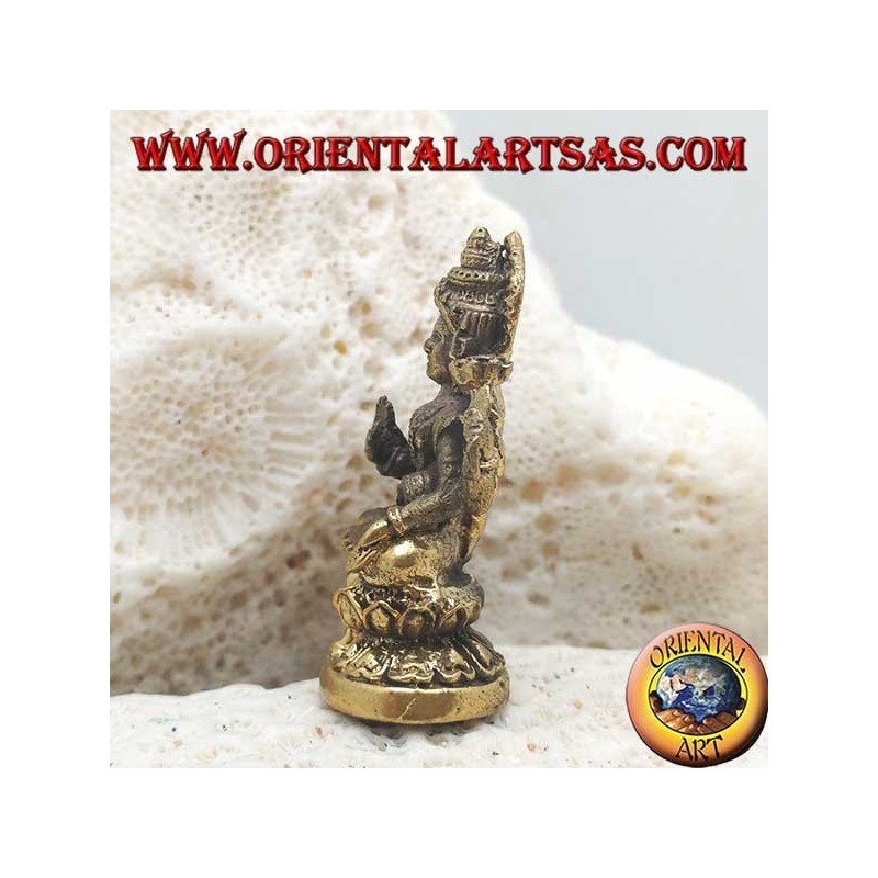Escultura de Buda "Varada Mudra - símbolo de ofrenda, bienvenida, caridad" con halo de latón (pequeño)