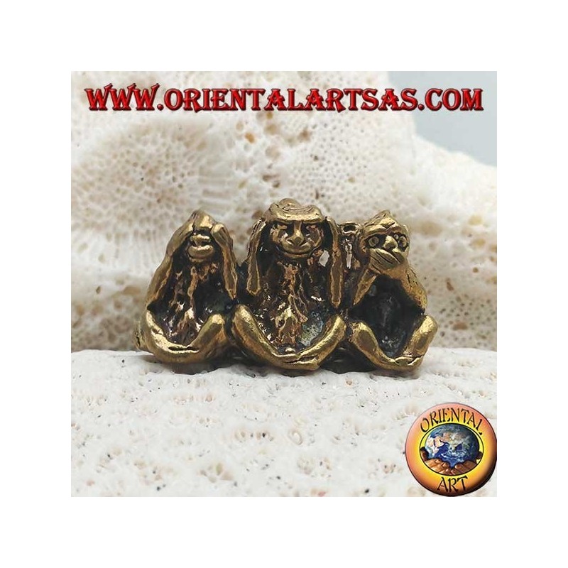 Scultura "le tre scimmie sagge" in ottone (piccola)