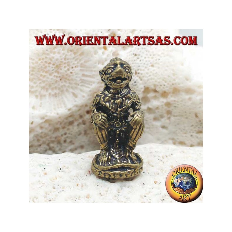 Escultura de Hanuman "el dios mono", símbolo de fuerza, perseverancia y devoción, pose de bronce tailandés (pequeño)