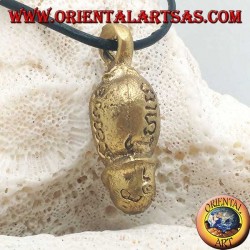 Brass pendant sculpture in the shape of a phallus "symbol of fertility" with engraved Hindu writings (small)