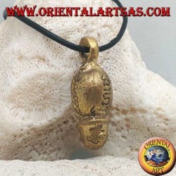 Brass pendant sculpture in the shape of a phallus "symbol of fertility" with engraved Hindu writings (small)