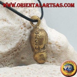 Brass pendant sculpture in the shape of a phallus "symbol of fertility" with engraved Hindu writings (small)