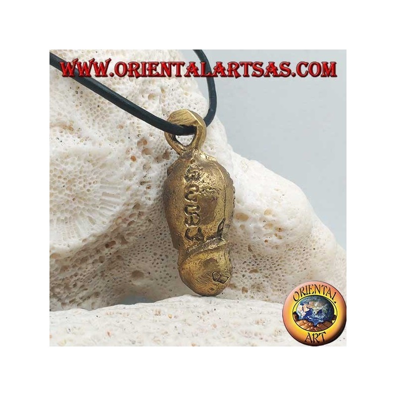 Sculpture pendentif en laiton en forme de phallus "symbole de fertilité" avec écritures hindoues gravées (petit)
