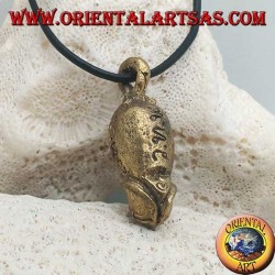 Brass pendant sculpture in the shape of a phallus "symbol of fertility" with engraved Hindu writings (small)