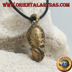 Brass pendant sculpture in the shape of a phallus "symbol of fertility" with engraved Hindu writings (small)