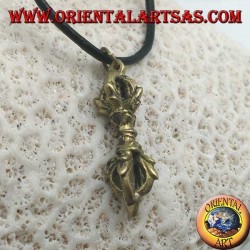 Colgante de latón con forma de símbolo "Vajra" o "Dorje" de relámpago y diamante (pequeño)