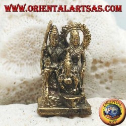 Scultura della famiglia con Ganesh "il Dio elefante", "Parvati" e "Siva" (Shiva) in ottone (piccola)