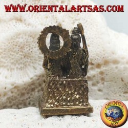 Skulptur der Familie mit Ganesh "der Elefantengott", "Parvati" und "Siva" (Shiva) in Messing (klein)