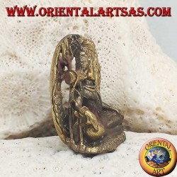 Buddha sculpture "Bhumisparsha Mudra - Subduing the demon Mara" in the brass circle (small)