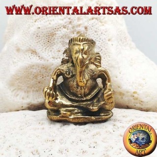 Scultura Ganesh "il Dio elefante" seduto, in ottone (piccola)