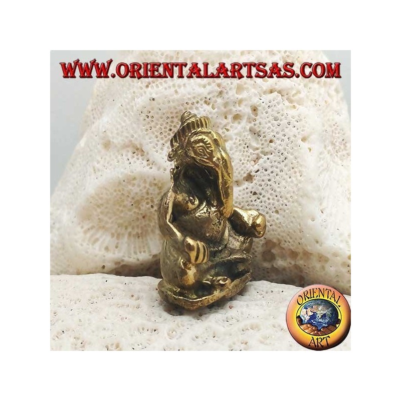 Skulptur Ganesh "der Elefantengott" sitzt in Messing (klein)