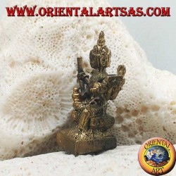 Brahma-Skulptur "der Schöpfergott des materiellen Universums" aus Messing (klein)