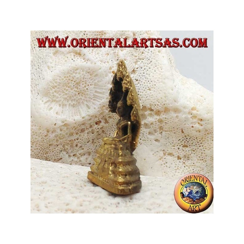 Scultura Buddha "Dhyana Mudra - simbolo di meditazione e saggezza" nella foglia in ottone (piccola)