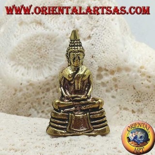 Sculpture de Bouddha "Dhyana Mudra - symbole de méditation et de sagesse" sur l'autel en laiton (petit)