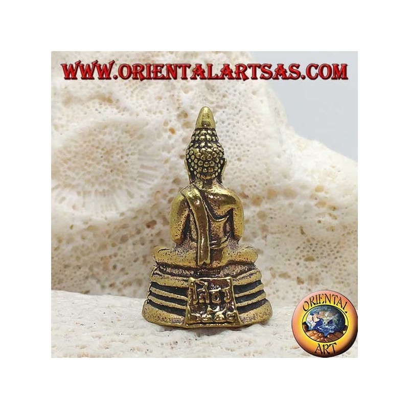 Scultura Buddha "Dhyana Mudra - simbolo di meditazione e saggezza" sull'altare in ottone (piccola)