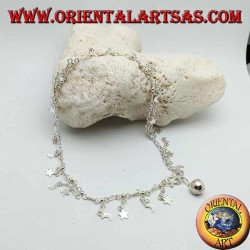 Silver anklets with flower and leaf pendants