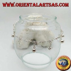 Silber Fußkettchen mit abwechselnd hängenden Glocken und Muscheln