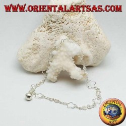 Silber Fußkettchen mit durchbrochenen Sternen und abwechselnden Spiralen und einer Glocke