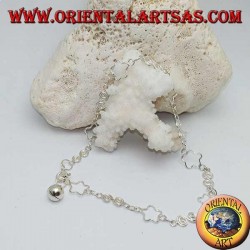 Silber Fußkettchen mit durchbrochenen Sternen und abwechselnden Spiralen und einer Glocke