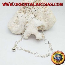 Bracelet de cheville en argent avec étoiles ajourées et spirales alternées et cloche