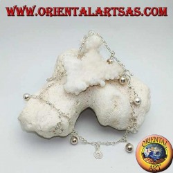 Silber Fußkettchen mit abwechselnden Spiralen und hängenden Glocken